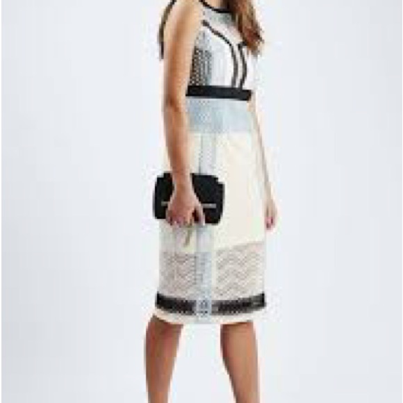 Topshop Lace and Crochet Midi Color Block Dress - Picture 3 of 9
